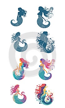 mermaid set fairy illustration for your design