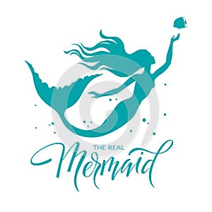 Mermaid  silhouette vector  illustration isolated on white background
