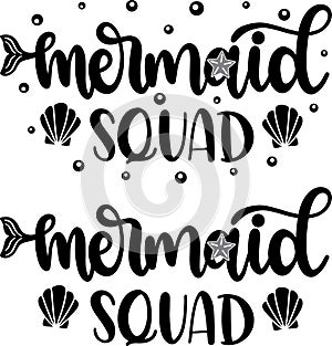 Mermaid squad, beach, summer holiday, vector illustration filei