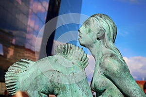 Mermaid statue in Copenhagen, Denmark