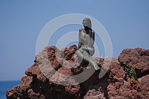 Mermaid Statue in Oren, Balikesir, Turkiye