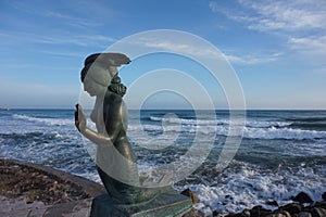 Mermaid statue at the seaside in Spain