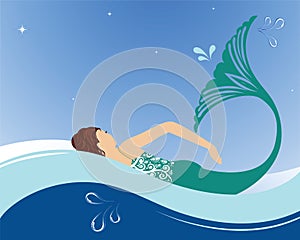 Mermaid swimming