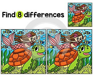 Mermaid And Turtle Find The Differences