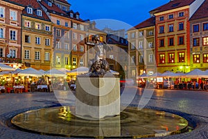 Mermaid of Warsaw at the Market Square, Poland.