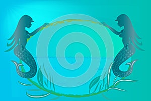 Mermaids or sirens logo vector image