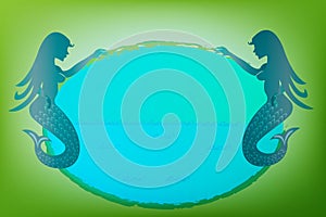 Mermaids under water icon logo