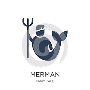Merman icon. Trendy flat vector Merman icon on white background photo