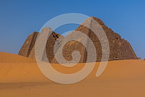 Meroe pyramids located in Sahara desert, Sud