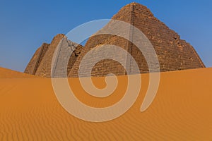 Meroe pyramids located in Sahara desert, Sud