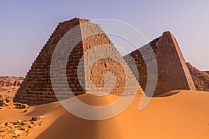 Meroe pyramids located in Sahara desert, Sud