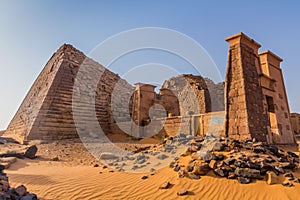 Meroe pyramids located in Sahara desert, Sud