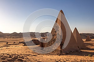 Meroe pyramids at sunrise.