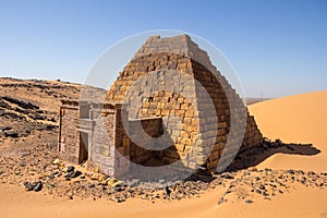 Meroe pyramids at sunrise. photo