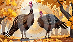 Merriam turkey bird autumn trees hen Thanksgiving dinner