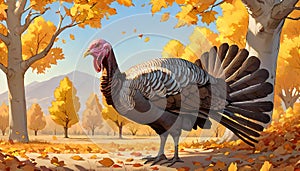 Merriam turkey hunted game bird autumn trees introduced species