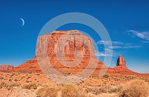 Merrick Butte during golden hour at Monument Valley, Navajo tribal park, Utah