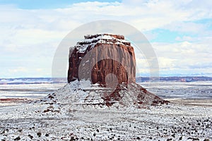 Merrick Butte after snowfall, Monument Valley, Arizona