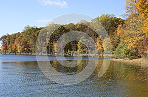 Merrill Creek reservoir in the autumn photo