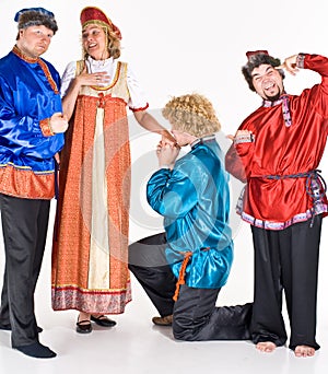 Merry actors in costume photo