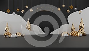 Merry Chrismas and Happy New Year banner with gift box  and decoration gifts background.