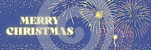 Merry Chrismas illustration with fireworks