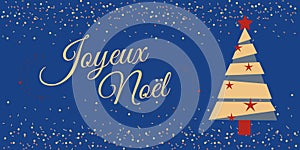 Merry Chrismas illustration in french langage with fireworks