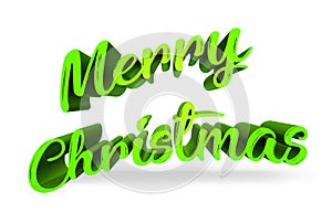 Merry Christmas 3d extruded text in light green color