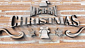 Merry Christmas 3D wood text texture cinematic title