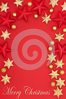 Merry Christmas Background Border on Red