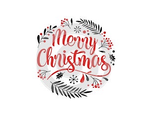 Merry Christmas Background with Typography, Lettering. Greeting card, banner and poster