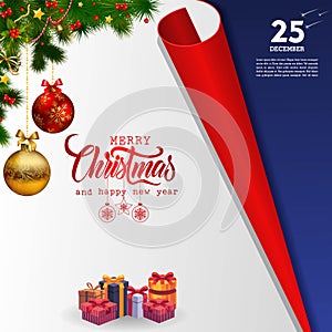 Merry Christmas background. Winter Holiday Posters or banners design in modern realistic style