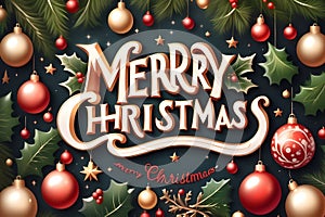 Merry Christmas ball and star Background greeting card