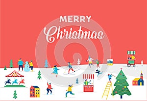 Merry Christmas banner, background and minimalist greeting card