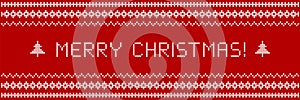 Merry Christmas! Banner concept as knitwear textile design.