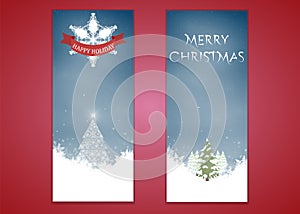 Merry Christmas, banner design vertical background set, vector illustration