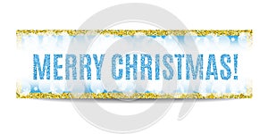 Merry Christmas banner golden frame and snowflakes