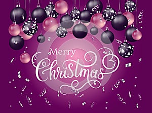 Merry Christmas banner with handlettering calligraphy photo