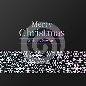 Merry christmas banner - Horizontal bar with abstract soft blue purple snow sign on black background vector design