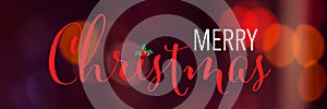 Merry Christmas Banner. Panoramic Holidays background with bokeh.