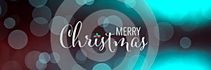 Merry Christmas Banner. Panoramic Holidays background with bokeh.