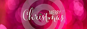 Merry Christmas Banner. Panoramic Holidays background with bokeh.