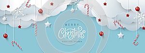 Merry Christmas banner or party invitation background .Merry Christmas vector text Calligraphic Lettering Vector illustration