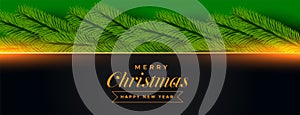 merry christmas banner with pine tree decoration