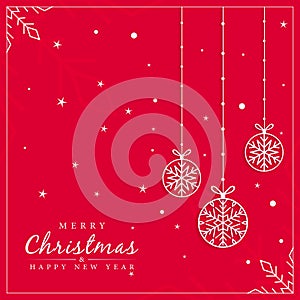 Merry Christmas Banner On Red Background