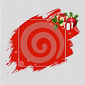 Merry Christmas Banner Red Blobs Transparent Background