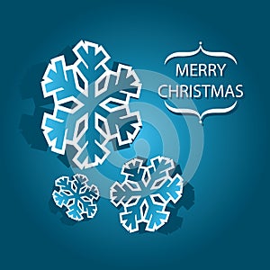 Merry Christmas banner with snowflakes