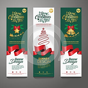 Merry Christmas banner vertical background, vector illustration