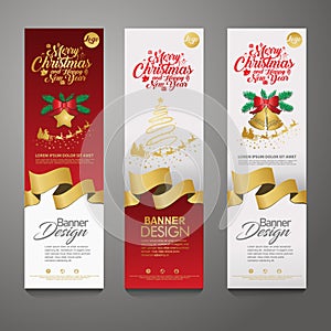 Merry Christmas banner vertical background, vector illustration