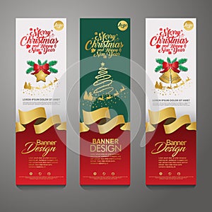 Merry Christmas banner vertical background, vector illustration